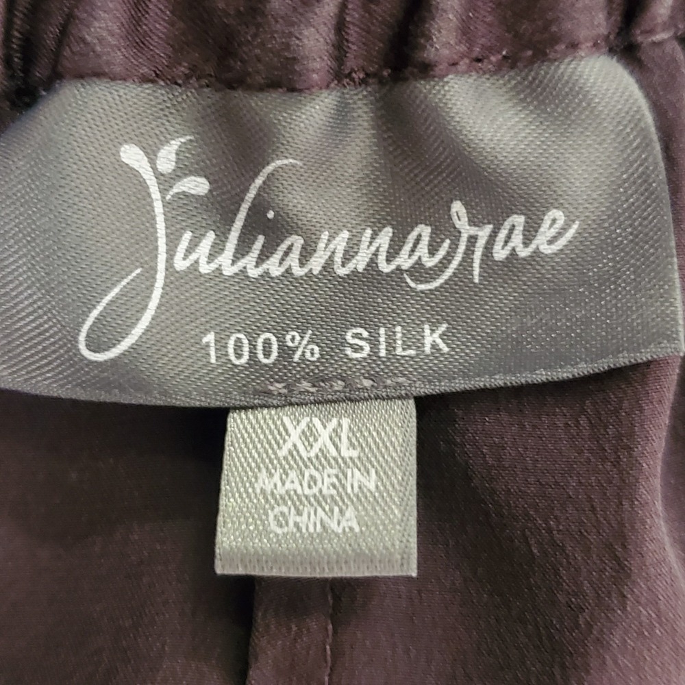 Julianna Rae Womens Top and Bottom Silk Pajama Set Size XXL Purple Quite Luxury - Picture 11 of 16